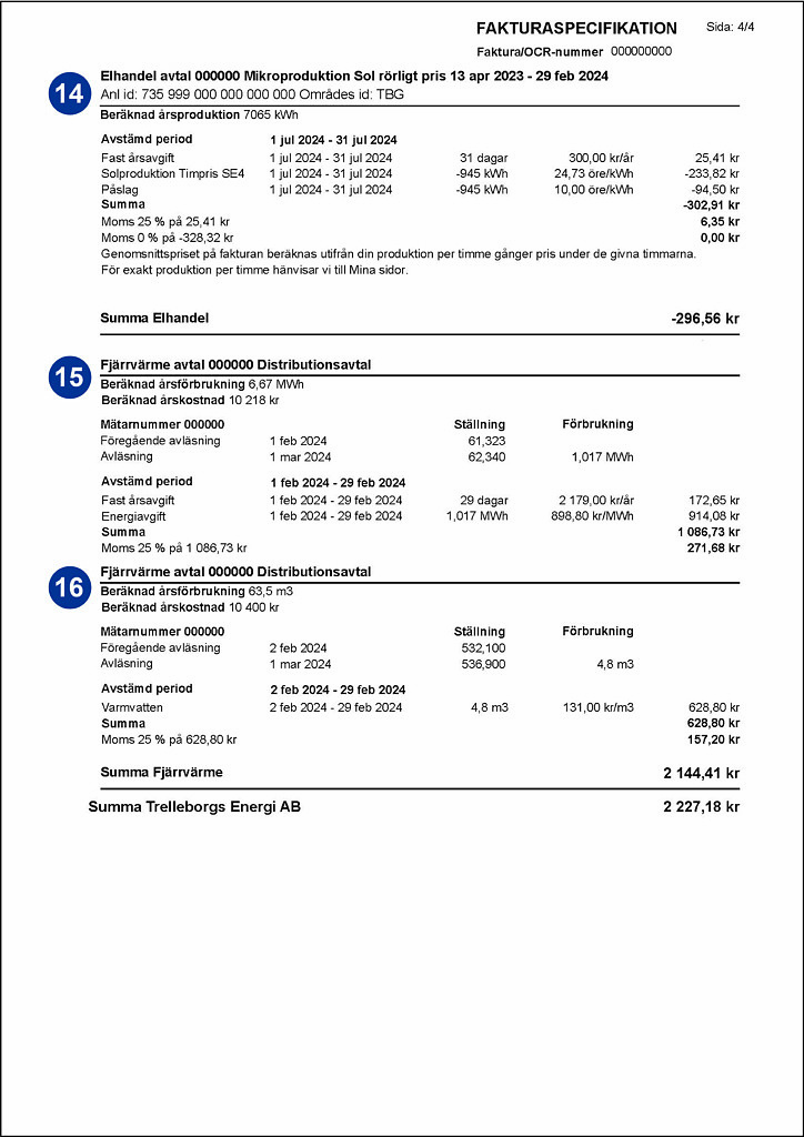 Exempel på faktura från Trelleborgs Energi - sida 3